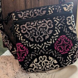 Vera Bradley Black and Pink Patterned Crossbody Bag